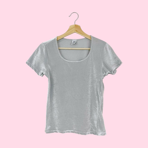 SILVER VELVET TOP (M)