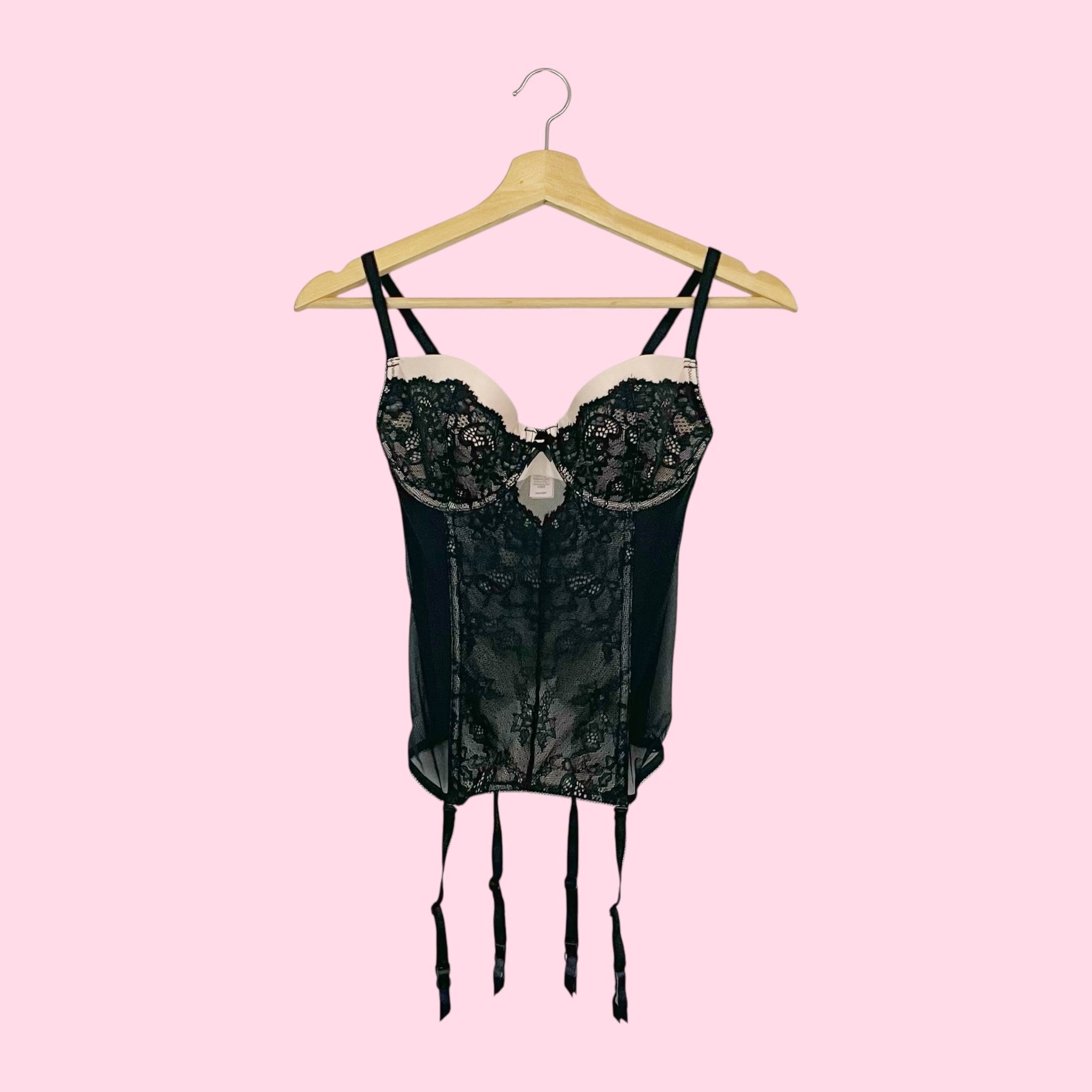 VICTORIA'S SECRET BLACK + CREAM CORSET (34C)
