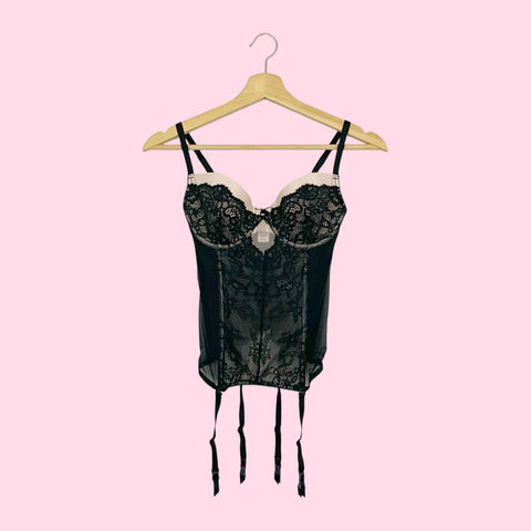 VICTORIA'S SECRET BLACK + CREAM CORSET (34C)