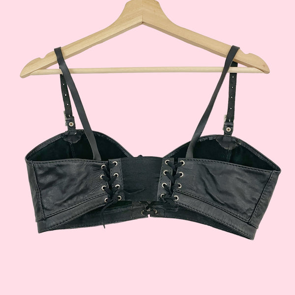 BLACK LEATHER BRA TOP (M/L)