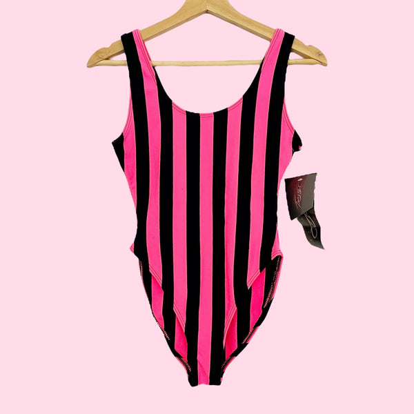 NEON STRIPED COTTON BODYSUIT (M)