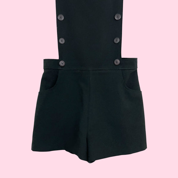 90S XOXO BLACK OVERALL SHORTS (M)