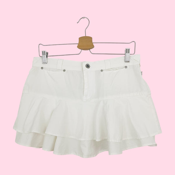 WHITE COTTON RUFFLE MINI SKIRT (8)
