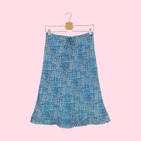 BLUE PLAID MIDI SKIRT (M)