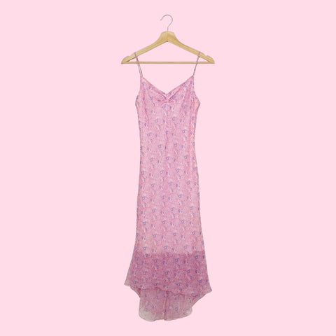 Y2K PINK FLORAL MAXI DRESS (XS)