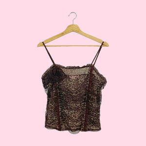 VICTORIA'S SECRET LEOPARD RUCHED MESH CORSET TOP (L)