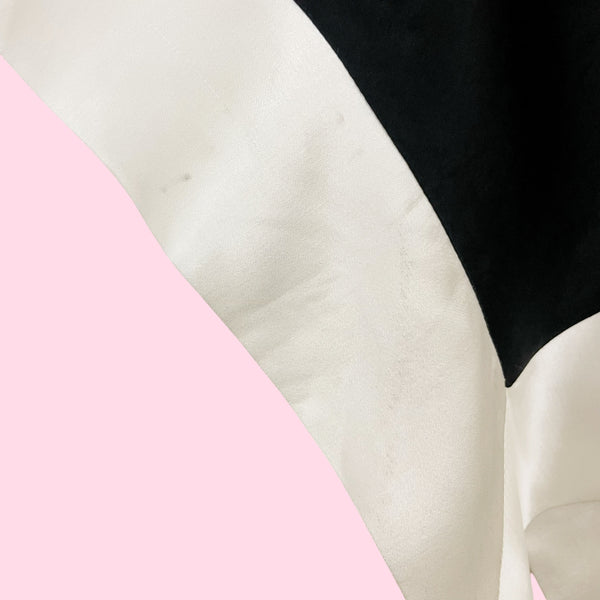 BEBE BLACK + WHITE ASYMMETRICAL SATIN SKIRT (4)