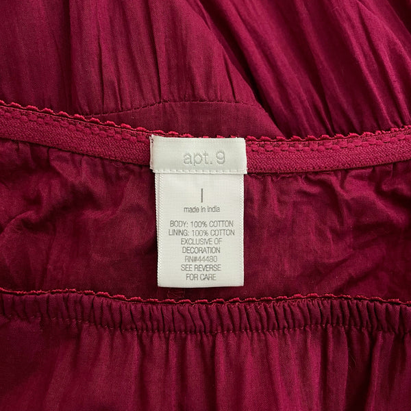Y2K Dark Red Tiered Prairie Skirt (L/XL)