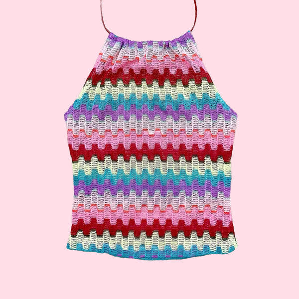 WAVY KNIT HALTER TOP (XXS)