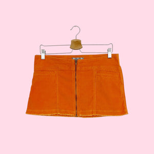 ORANGE CORDUROY LOW RISE MINI SKIRT (7)