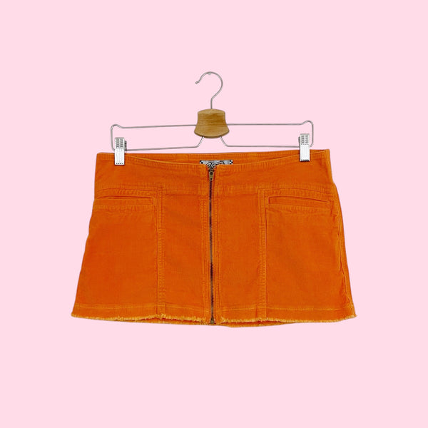 ORANGE CORDUROY LOW RISE MINI SKIRT (7)