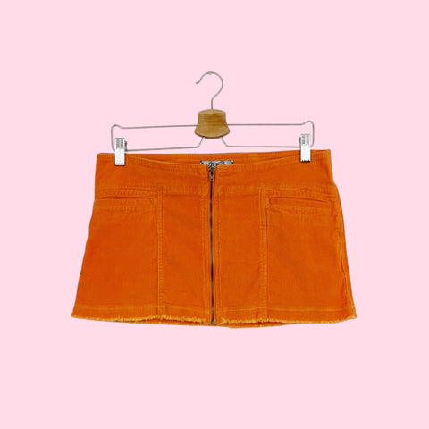 ORANGE CORDUROY LOW RISE MINI SKIRT (7)