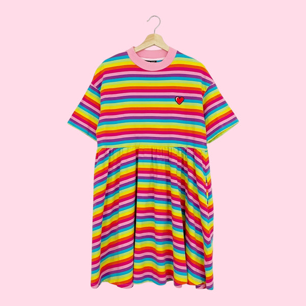 LAZY OAF RAINBOW STRIPED SALLY SACK DRESS (M/L)