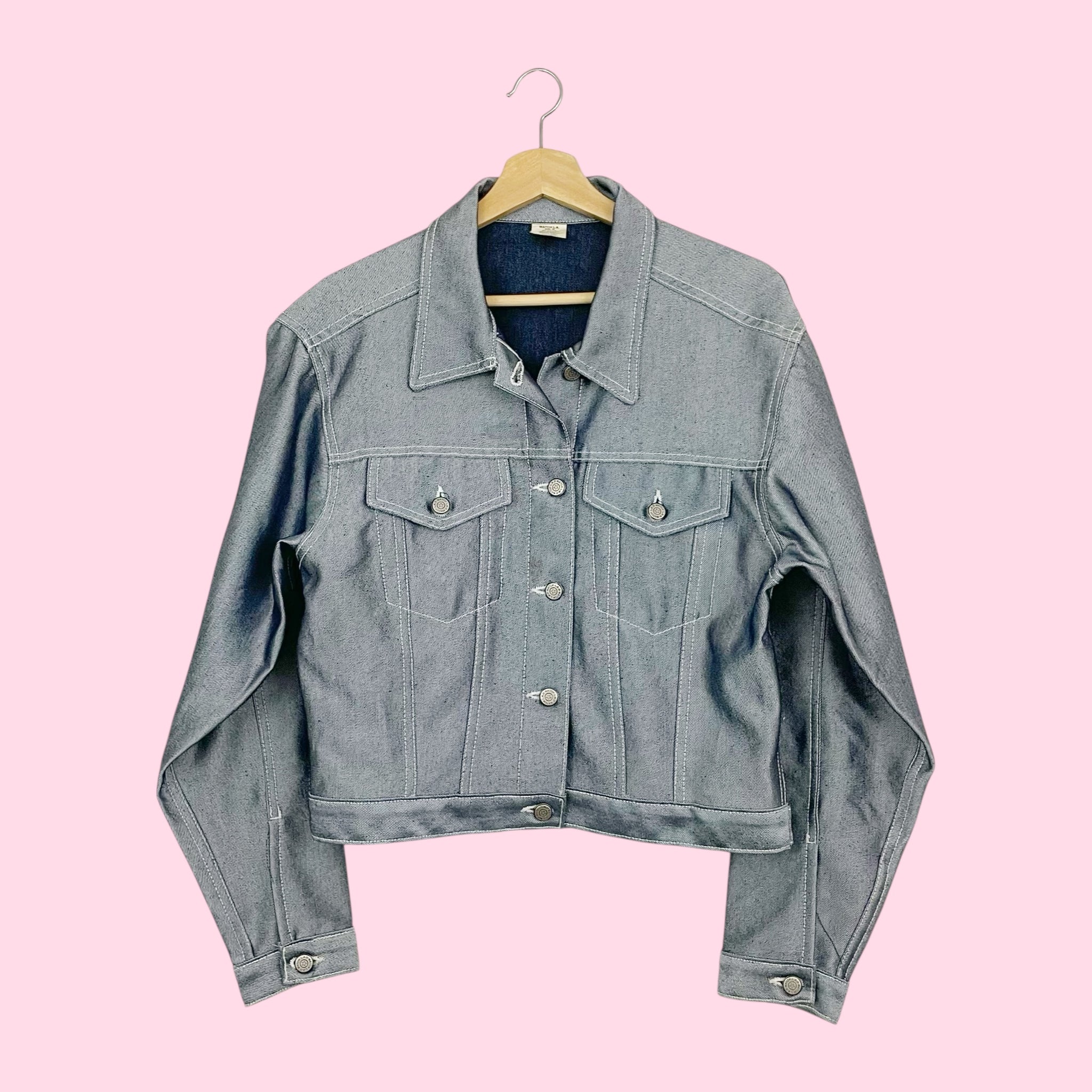 90S METALLIC BLUE DENIM JACKET (M)