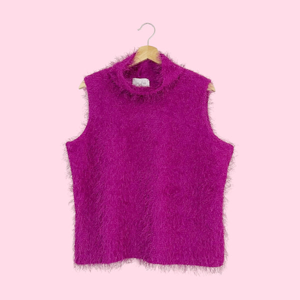 FUCHSIA FUZZY SLEEVELESS TOP (XL/XXL)