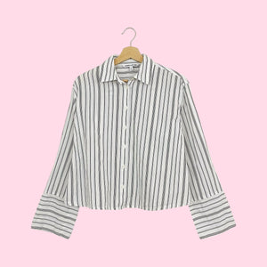 ELIZABETH & JAMES STRIPED CROPPED BLOUSE (XS)