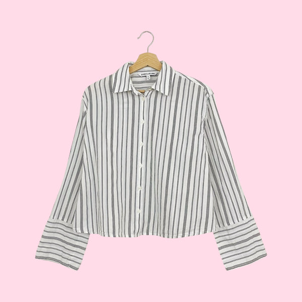 ELIZABETH & JAMES STRIPED CROPPED BLOUSE (XS)