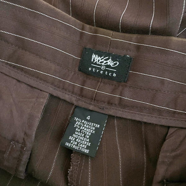 Y2K BROWN PINSTRIPE LOW RISE OFFICE PANTS (4)