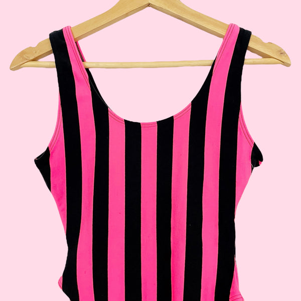 NEON STRIPED COTTON BODYSUIT (M)