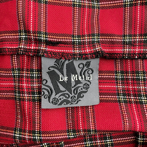 Le Metal Lip Service Red Plaid Skirt (20)