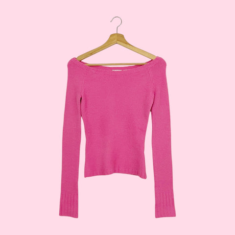 PINK OFF SHOULDER SWEATER (S)