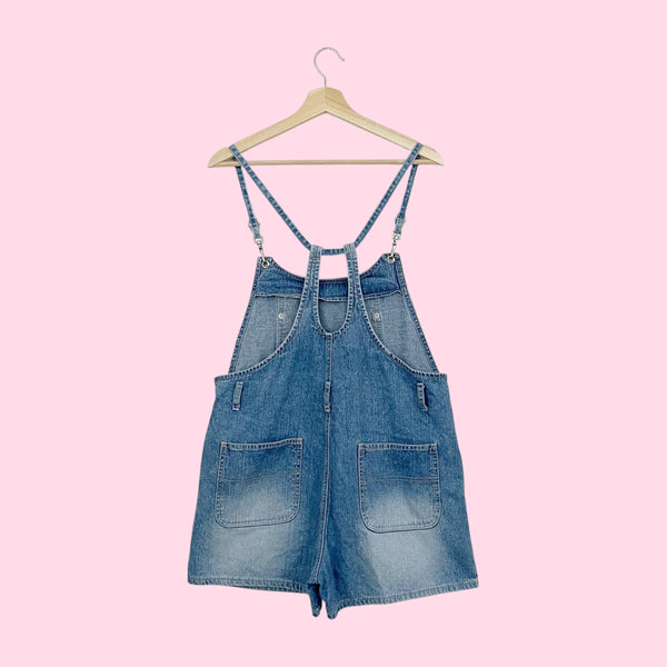 90S DENIM OVERALL SHORTS (L)