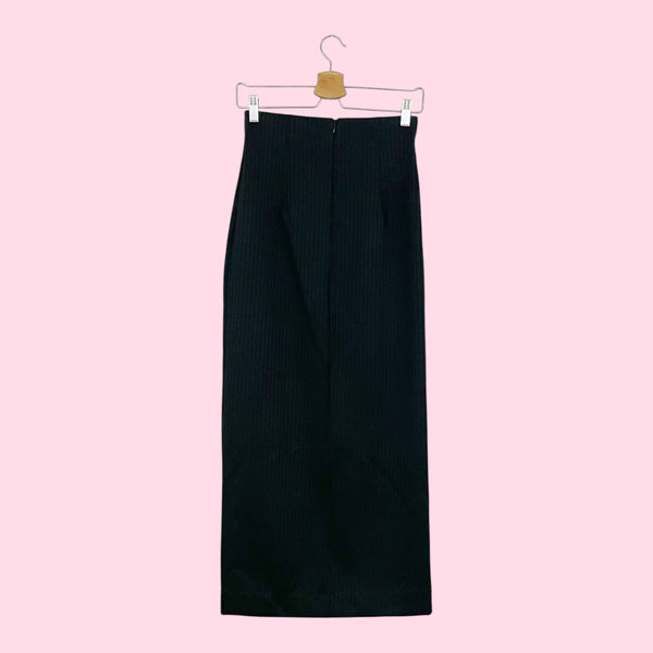 BLACK STRIPED MAXI SKIRT W/ SLIT (25/26)