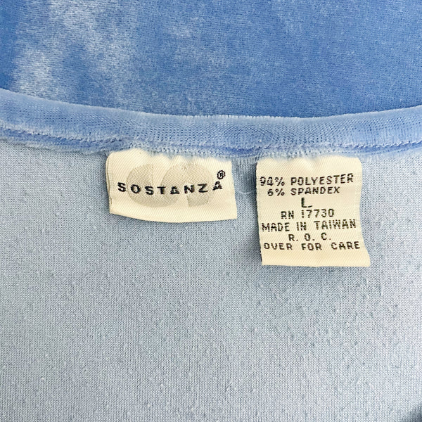 SKY BLUE VELVET CROP TOP (L)