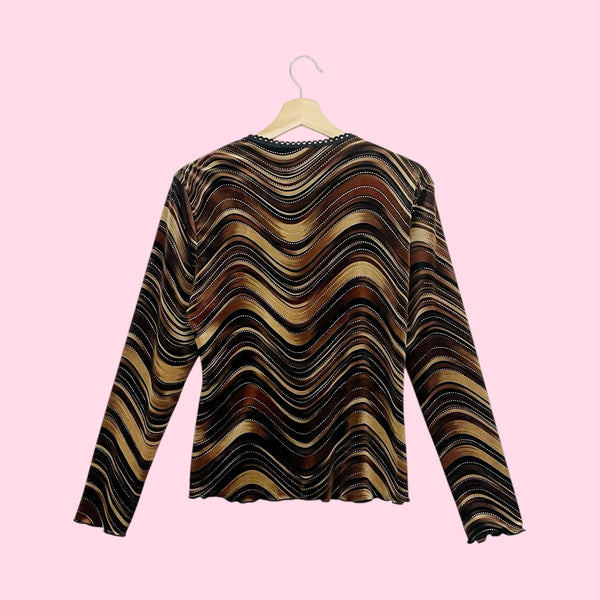 BROWN WAVY VELVET CINCHED TOP (L)