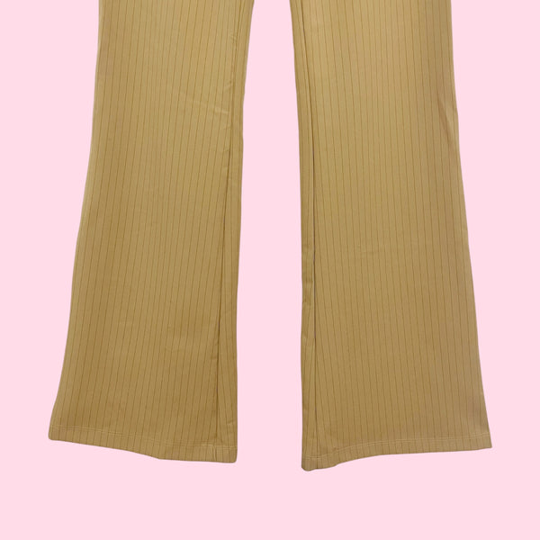 TAN PINSTRIPE LOW RISE OFFICE SIREN PANTS (7)