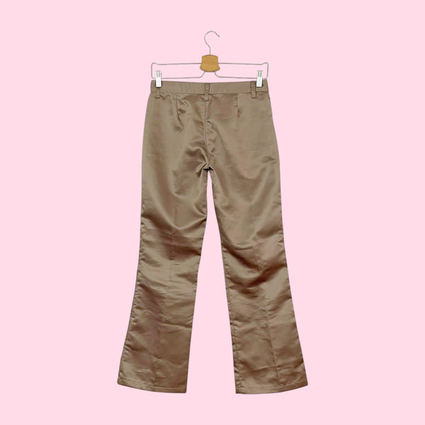 TAN SATIN BOOTCUT PANTS (2)