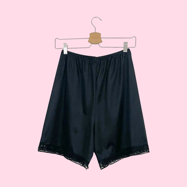 80S VANITY FAIR BLACK BLOOMER SHORTS (M)