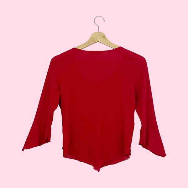 RED MESH LACE UP TOP (M)