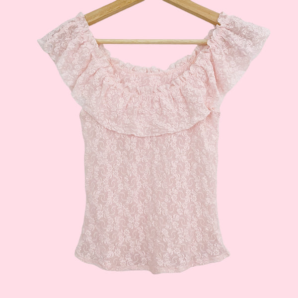 ONLY HEARTS PINK LACE TOP (S/M)