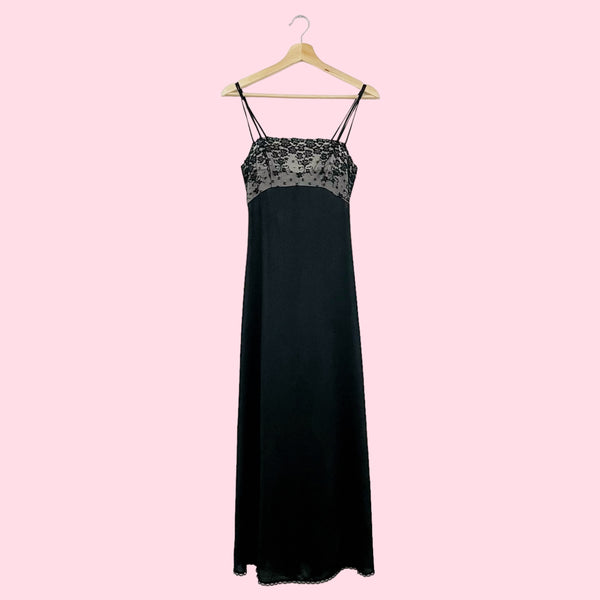 FLORAL LACE NYLON NIGHTGOWN (XS)
