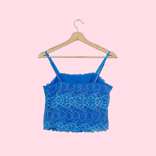 BLUE LACE CROPPED TANK (L)