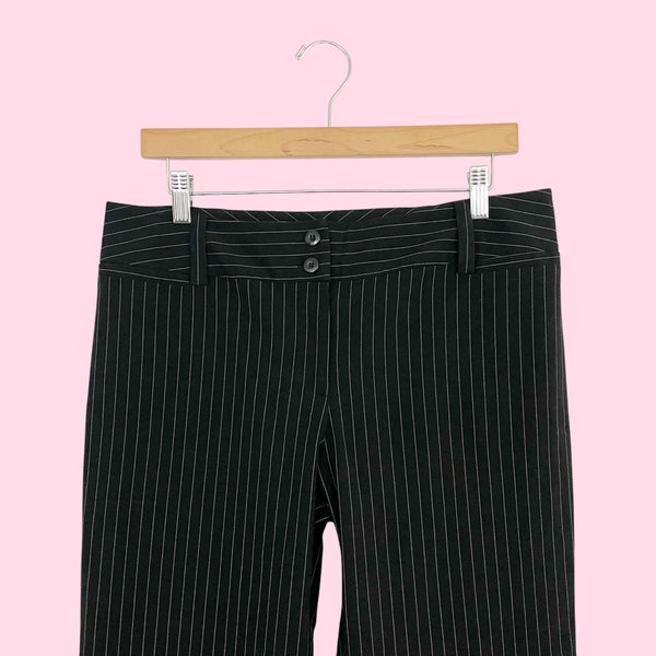 Y2K Black + White Pinstripe Office Pants (8)