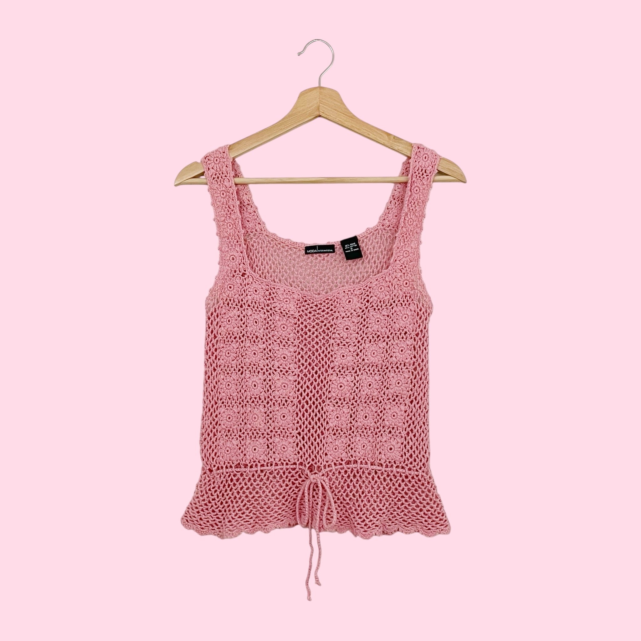 DUSTY PINK CROCHET TANK (S)