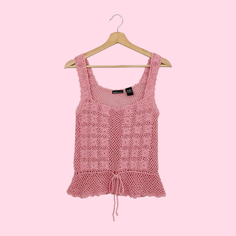 DUSTY PINK CROCHET TANK (S)