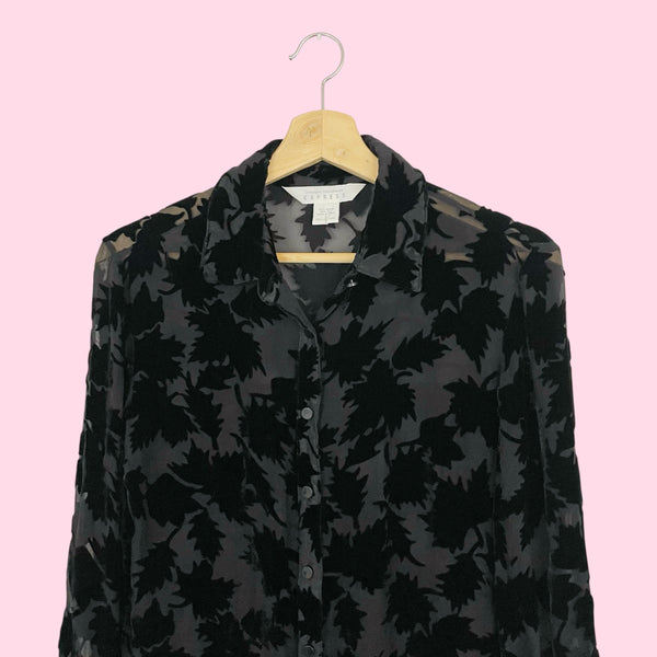 BLACK VELVET BURNOUT BLOUSE (S)