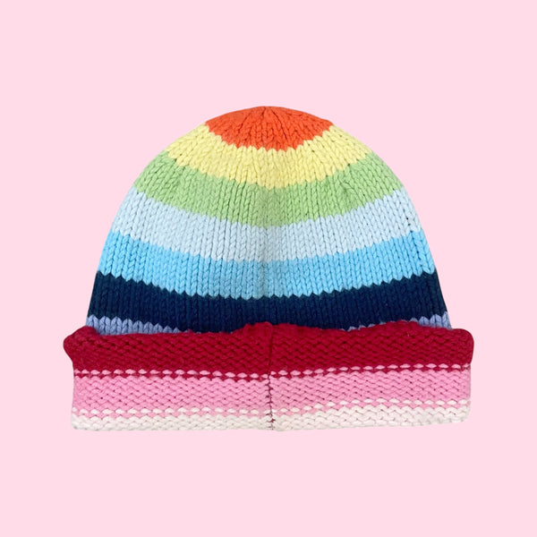 Y2K Gap Rainbow Striped Beanie (L/XL)