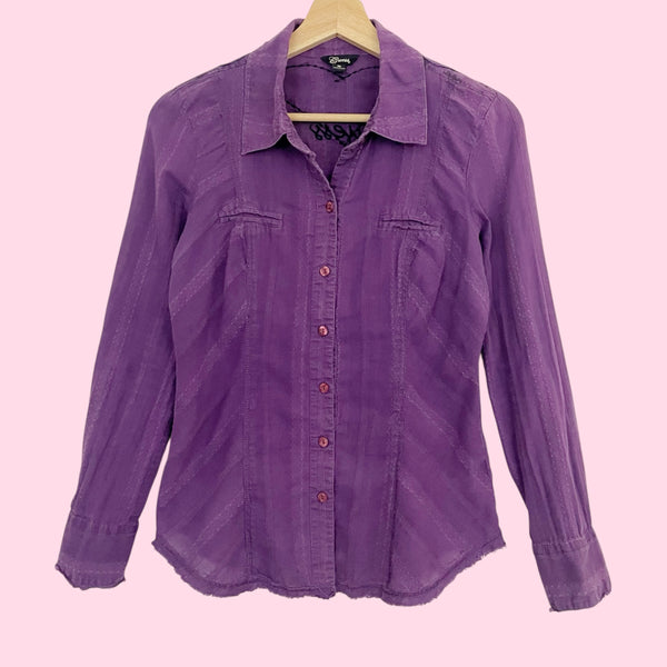 Y2K Guess Purple Embroidered Winged Heart Blouse (S/M)