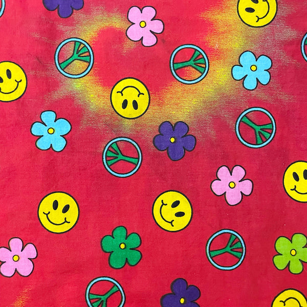 VINTAGE 90S TIE DYE PEACE SMILEY BANDANA