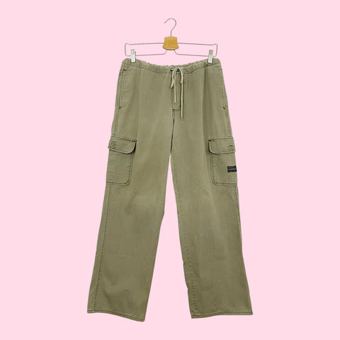 GREEN CARGO DRAWSTRING PANTS (M)