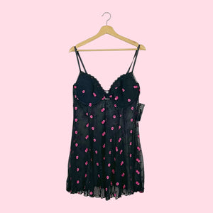 EMBROIDERED FLORAL MESH BABYDOLL (3X)