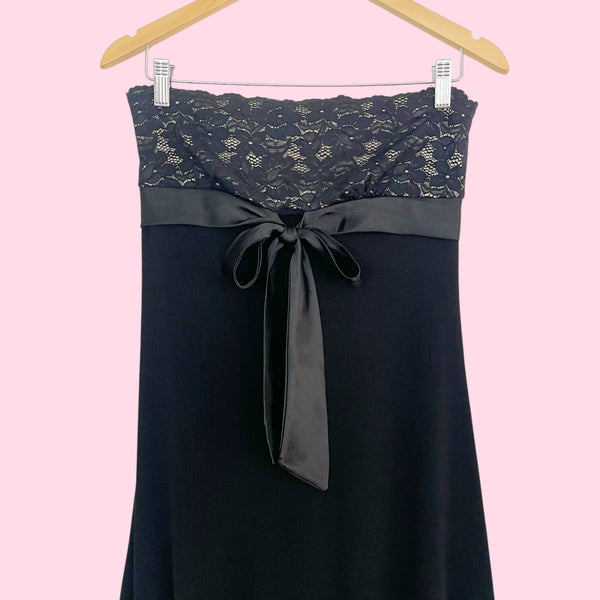 Y2K Strapless Asymmetrical Midi Dress (L)