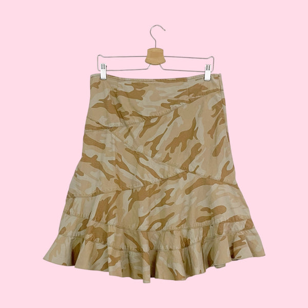 DKNY TAN CAMO PANELED MIDI SKIRT (8)