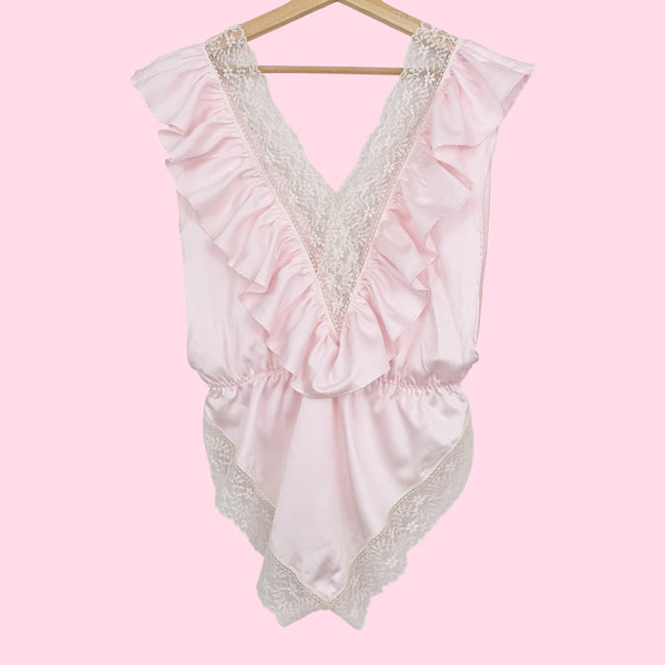 80S LIGHT PINK RUFFLE TEDDY (L)