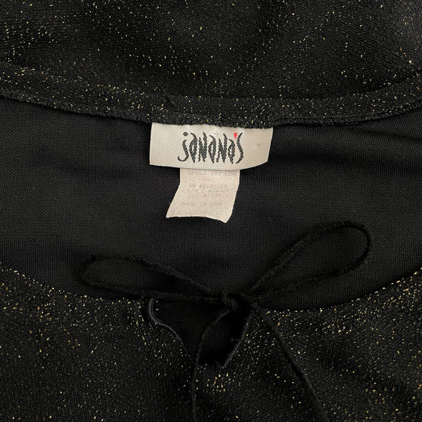 90s Black + Gold Metallic Blouse (XL)