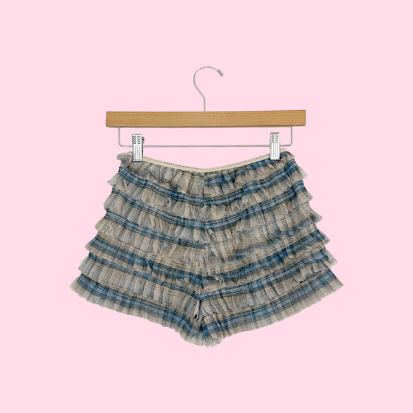 Uo Plaid Mesh Bloomer Shorts (S/M)